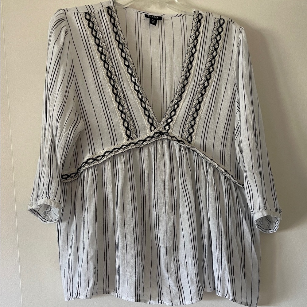 a.n.a Black and White Striped Top